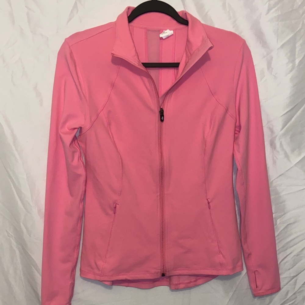 Workout Jacket W/ Thumb Holes & Pockets- Salmon Pink